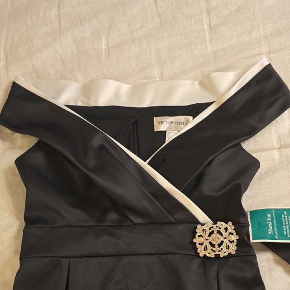 Victor Costa Black and White Jewel Midi Dress - Picture 7 of 16